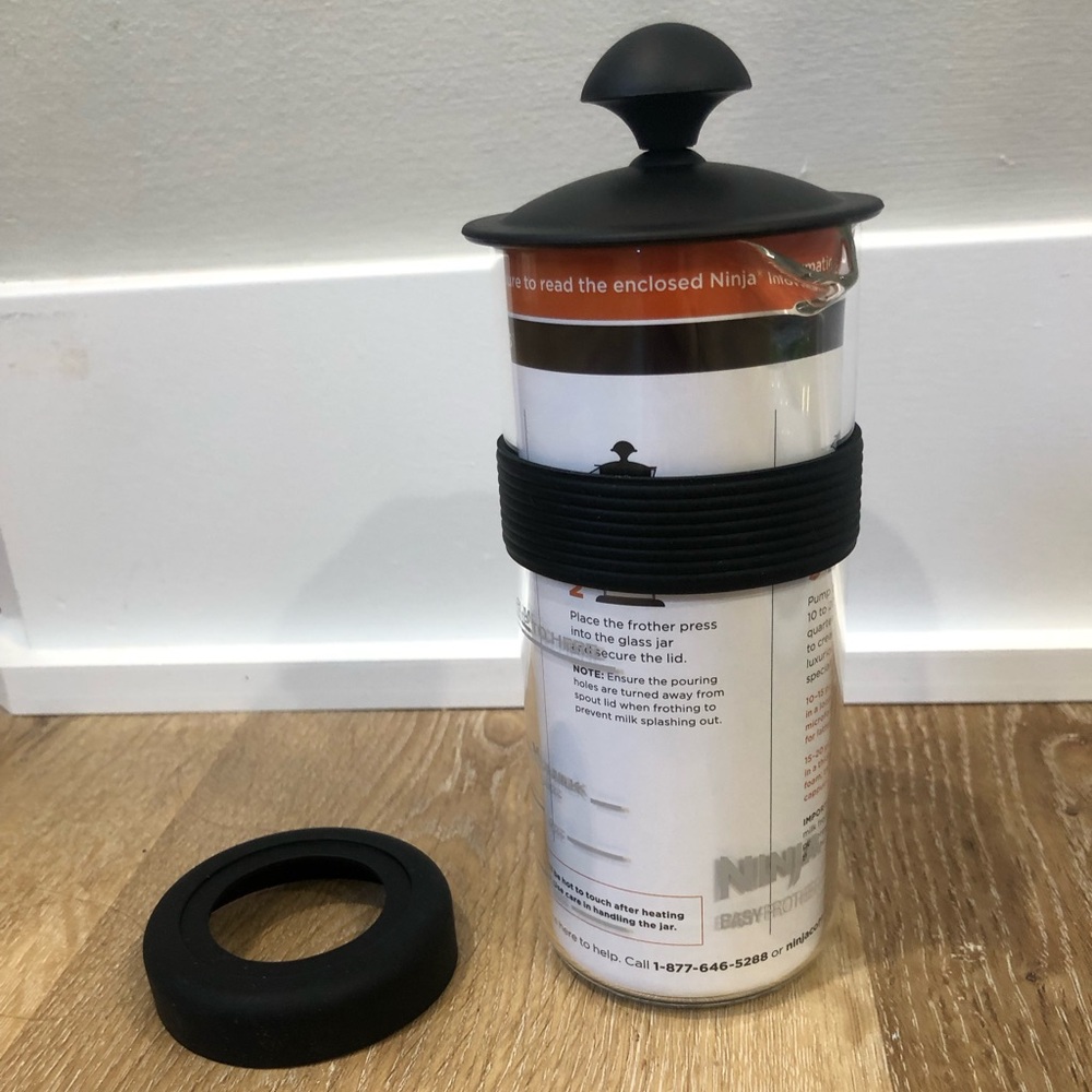 Ninja Black and Clear Coffee Frother Press with Black Sleeve